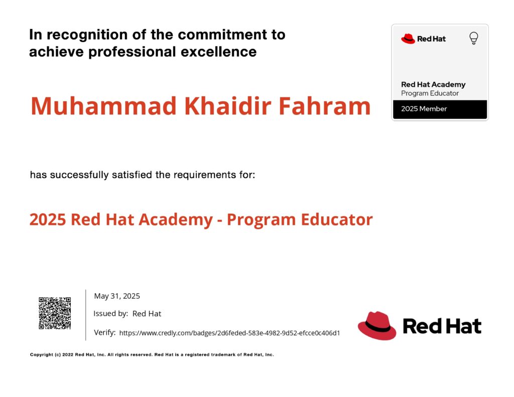 Program Educator Red Hat Khaidir